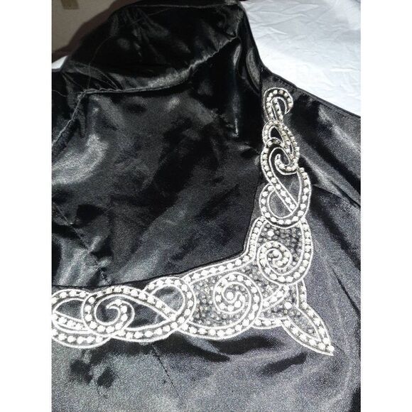 Size 10 Cinderella Black Rhinestone Halter Strap Maxi Mermaid Floor Length Train - Picture 7 of 10